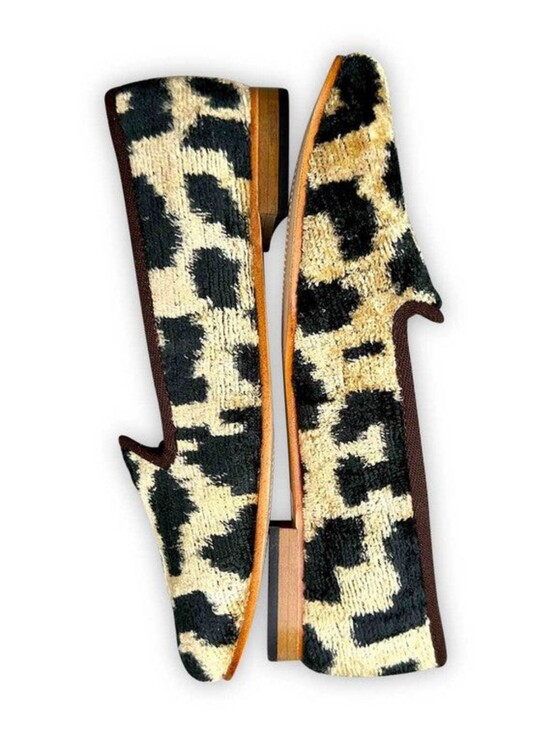 Artemis Design Co. Shoes - Artemis Women Velvet Loafers Leopard Print Slip-On Flats - Black & Cream Size 38